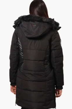 Canada Weather Gear Vegan Leather Insert Parka Jacket - Black