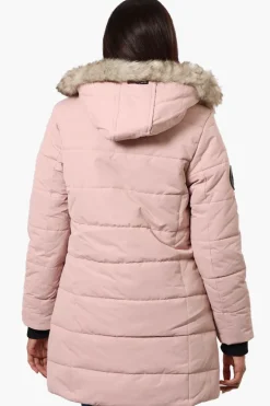 Canada Weather Gear Vegan Fur Hood Puffer Parka Jacket - Pink