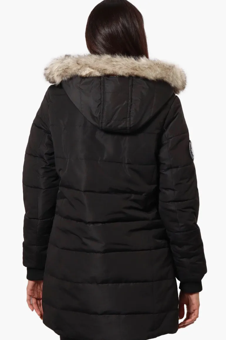 Canada Weather Gear Vegan Fur Hood Puffer Parka Jacket - Black
