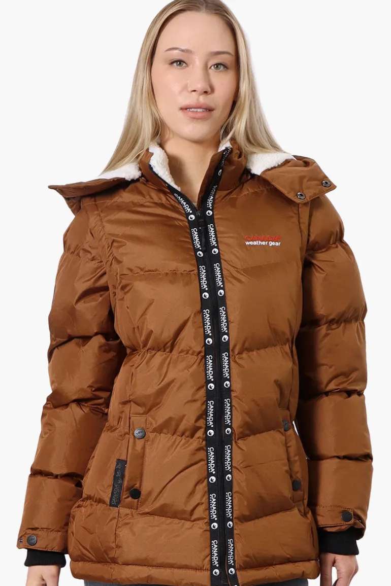 Canada Weather Gear Zip Off Sleeve Bomber Jacket - Brown