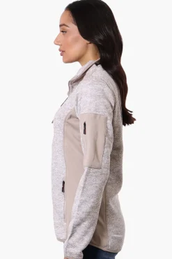 Canada Weather Gear Zip Up Sleeve Pocket Fleece Lightweight Jacket - Beige