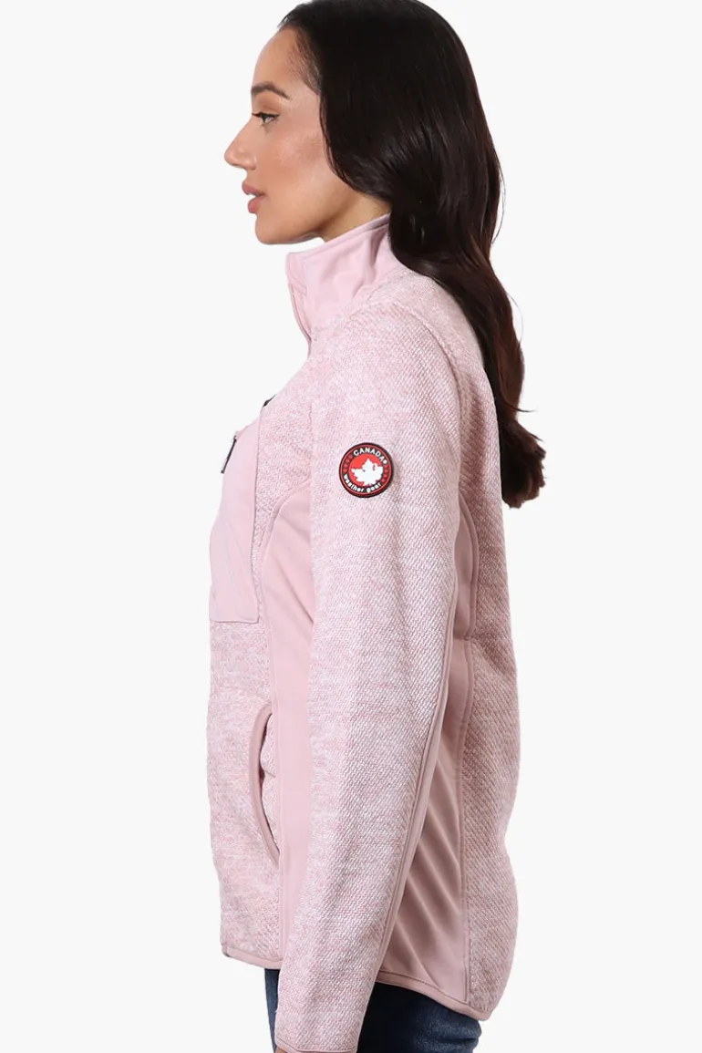 Canada Weather Gear Zip Up Chest Pocket Fleece Lightweight Jacket - Pink