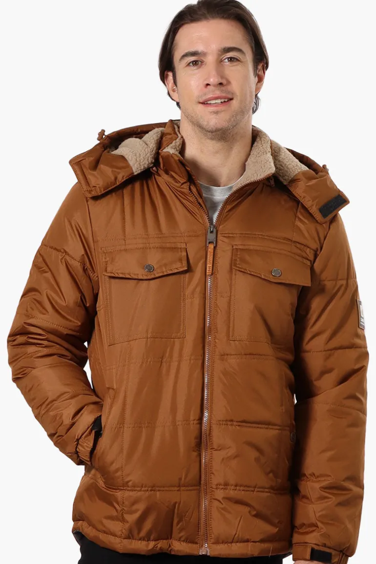 Canada Work Gear 4 Pocket Sherpa Lined Hood Bomber Jacket - Brown