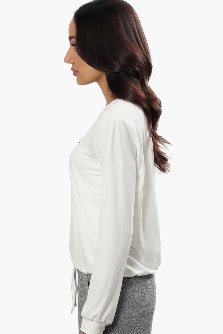 Cuddly Canuckies Feline Fine Print Pajama Top - White