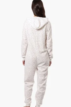 Cuddly Canuckies Hooded Dotted Pattern Onesie - White