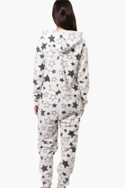 Cuddly Canuckies Hooded Star Pattern Onesie - White