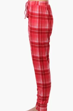 Cuddly Canuckies Plaid Jogger Pajama Pants - Red