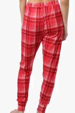Cuddly Canuckies Plaid Jogger Pajama Pants - Red