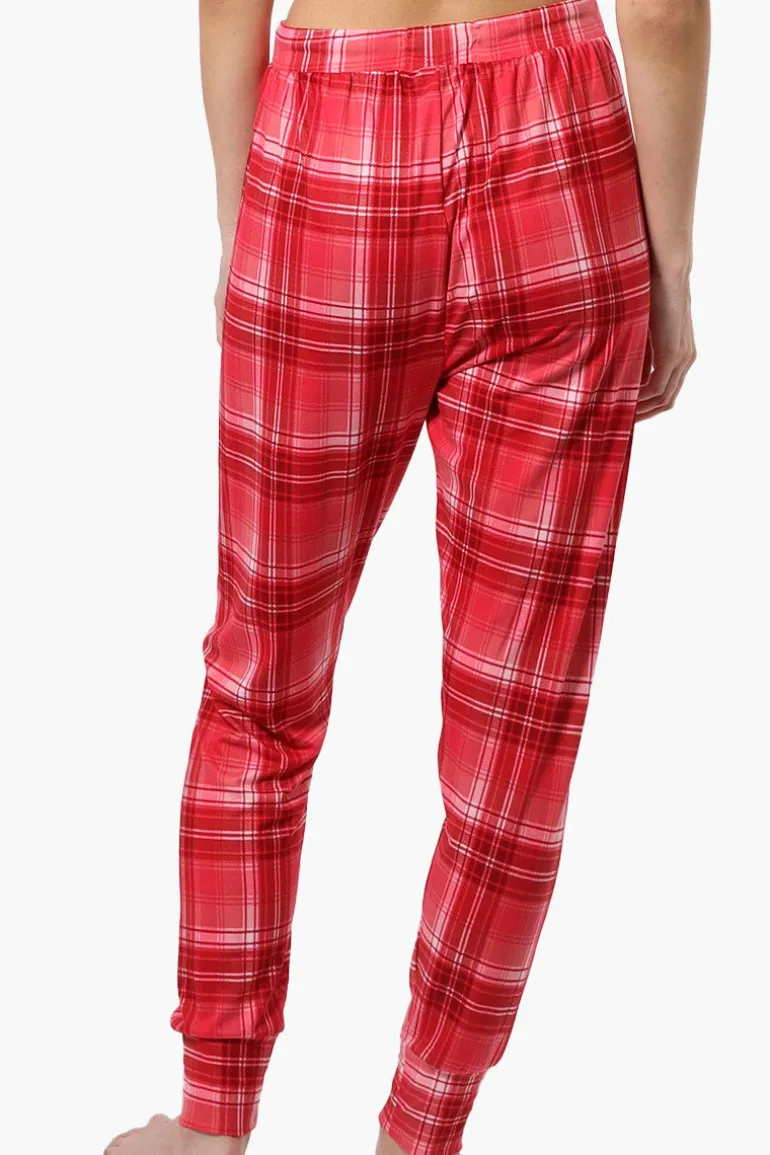 Cuddly Canuckies Plaid Jogger Pajama Pants - Red