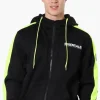 Essentials Super Triple Goose Sleeve Stripe Zip Up Hoodie - Black