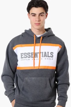 Essentials Super Triple Goose Striped Logo Hoodie - Grey