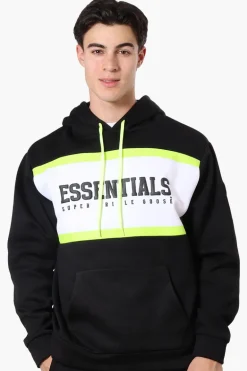 Essentials Super Triple Goose Striped Logo Hoodie - Black