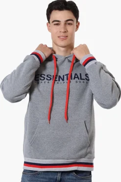 Essentials Super Triple Goose Striped Cuff Detail Hoodie - Grey