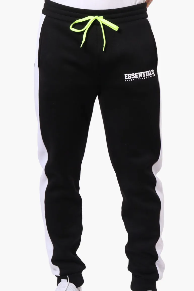 Essentials Super Triple Goose Side Stripe Tie Waist Joggers - Black