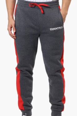 Essentials Super Triple Goose Side Stripe Tie Waist Joggers - Grey