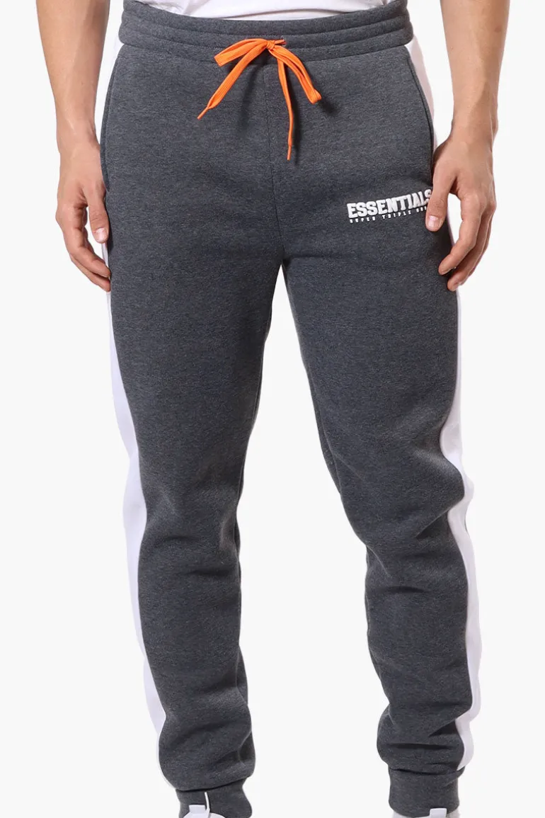 Essentials Super Triple Goose Side Stripe Tie Waist Joggers - Grey