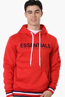 Essentials Super Triple Goose Striped Cuff Detail Hoodie - Red
