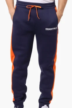 Essentials Super Triple Goose Side Stripe Tie Waist Joggers - Navy