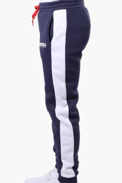Essentials Super Triple Goose Side Stripe Tie Waist Joggers - Navy