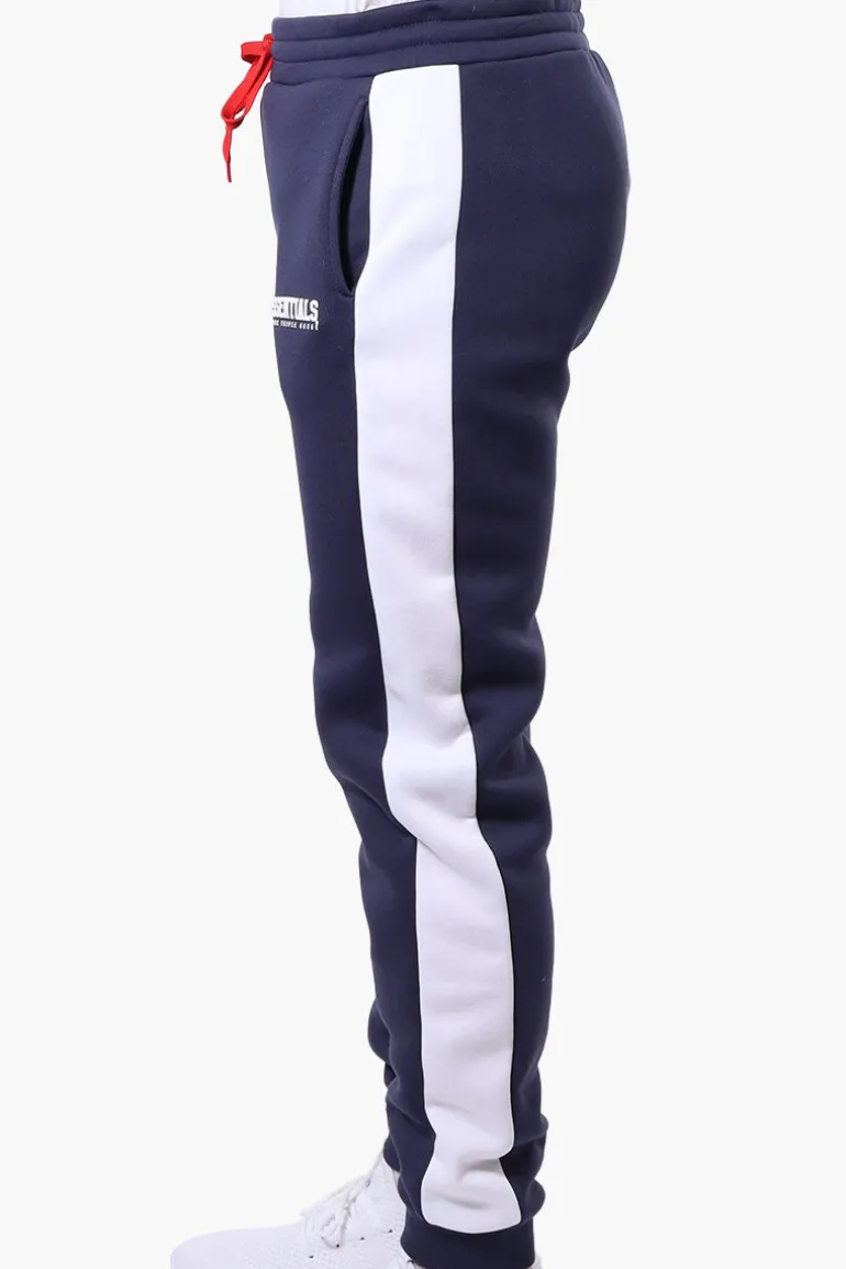 Essentials Super Triple Goose Side Stripe Tie Waist Joggers - Navy