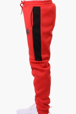 Essentials Super Triple Goose Side Stripe Tie Waist Joggers - Red