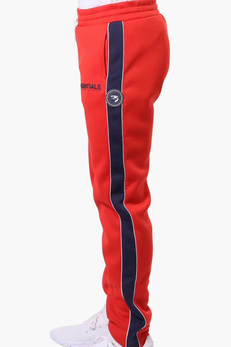 Essentials Super Triple Goose Side Stripe Tie Waist Sweatpants - Red