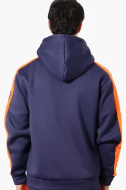 Essentials Super Triple Goose Sleeve Stripe Zip Up Hoodie - Navy