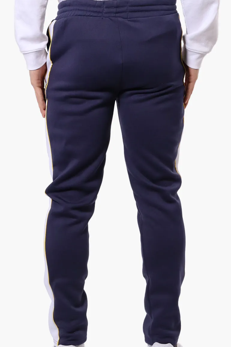 Essentials Super Triple Goose Side Stripe Tie Waist Sweatpants - Navy