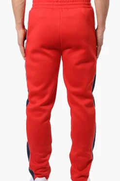 Essentials Super Triple Goose Side Stripe Tie Waist Sweatpants - Red