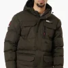 Super Triple Goose 4 Pocket Sherpa Lined Parka Jacket - Olive
