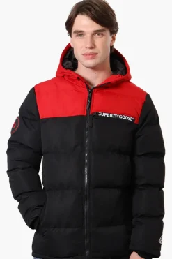Super Triple Goose Colour Block Bubble Bomber Jacket - Red