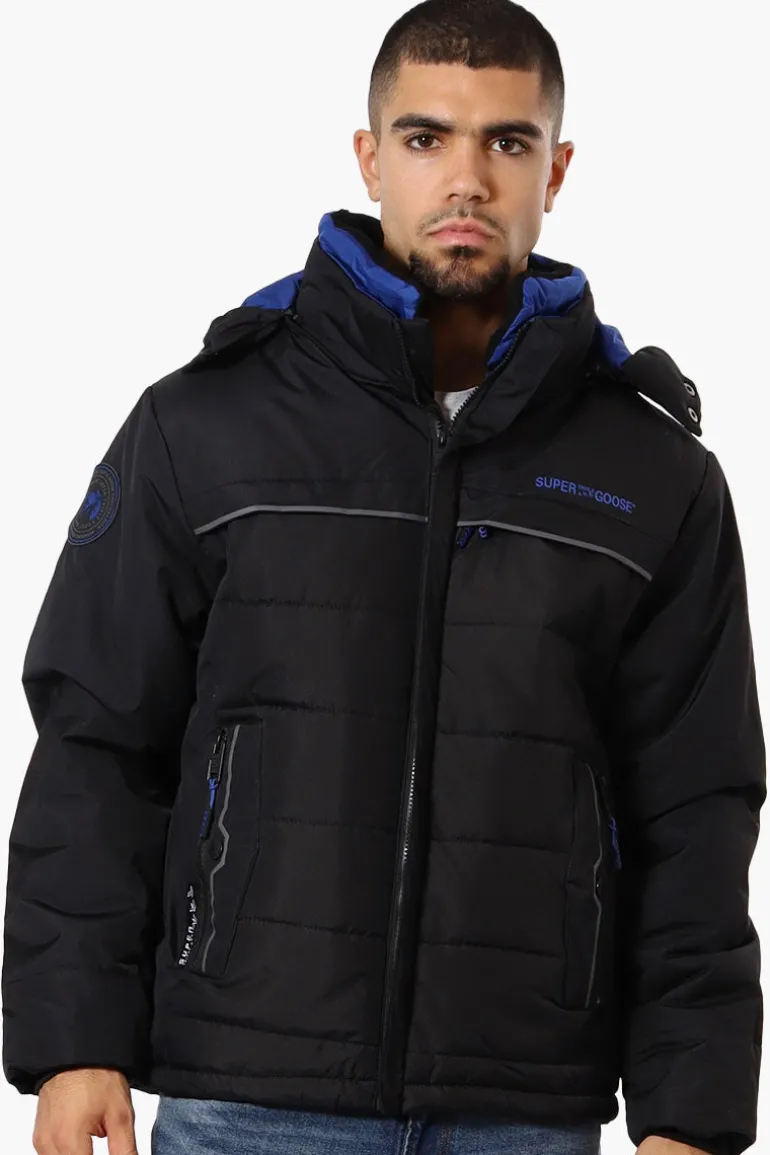 Super Triple Goose Contrast Detail Bubble Bomber Jacket - Black
