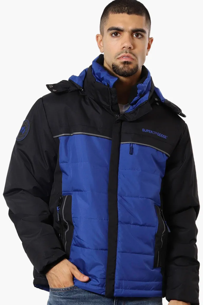 Super Triple Goose Contrast Detail Bubble Bomber Jacket - Blue