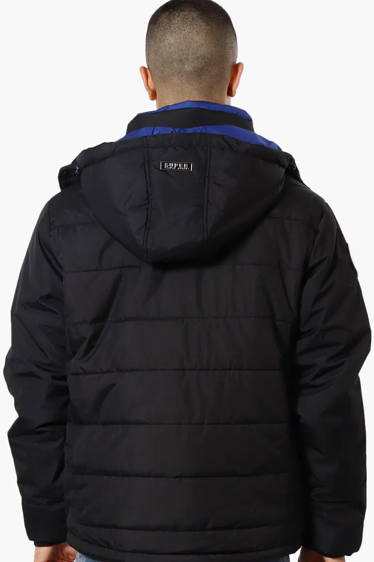 Super Triple Goose Contrast Detail Bubble Bomber Jacket - Black