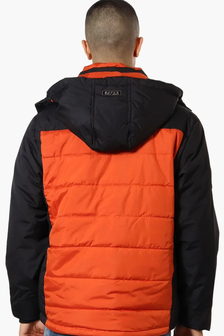 Super Triple Goose Contrast Detail Bubble Bomber Jacket - Orange