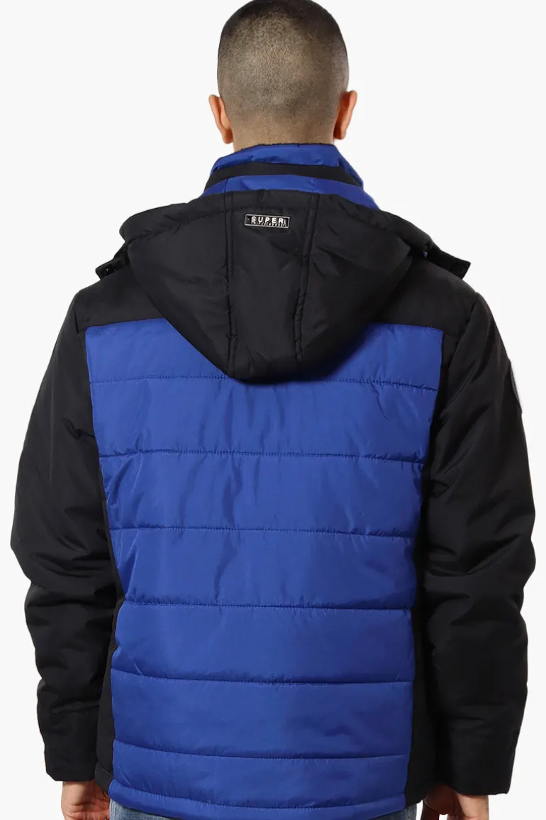 Super Triple Goose Contrast Detail Bubble Bomber Jacket - Blue