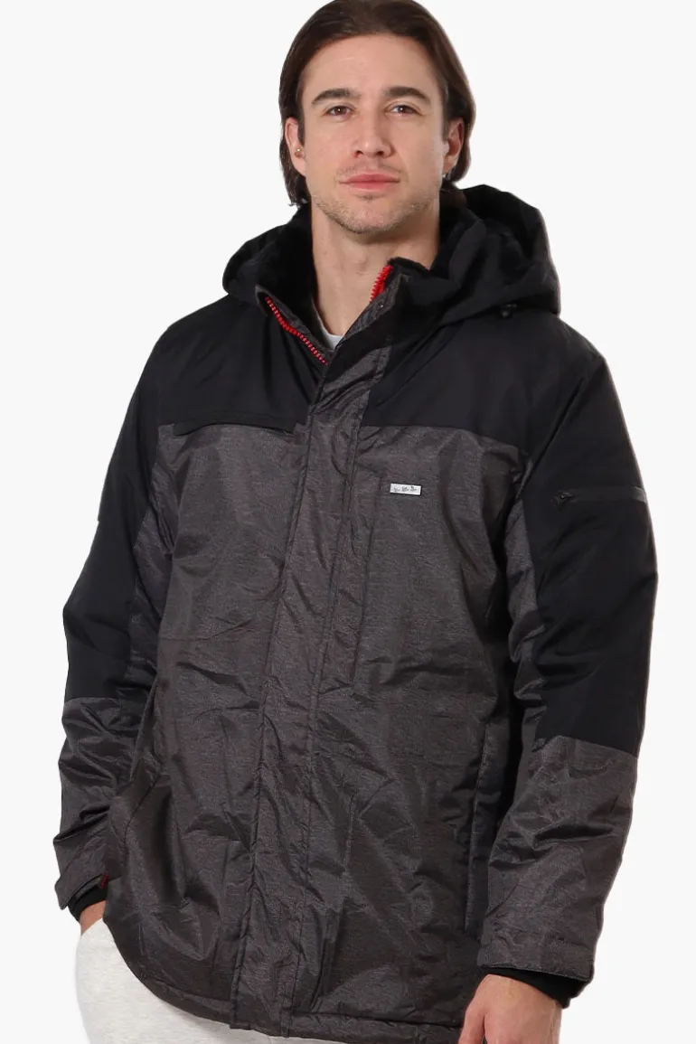 Super Triple Goose Faux Fur Lined Hood Parka Jacket - Black