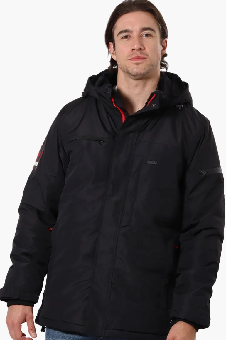 Super Triple Goose Faux Fur Lined Hood Parka Jacket - Black
