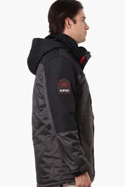 Super Triple Goose Faux Fur Lined Hood Parka Jacket - Black