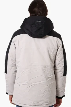 Super Triple Goose Faux Fur Lined Hood Parka Jacket - Stone