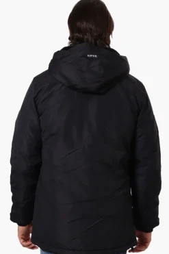 Super Triple Goose Faux Fur Lined Hood Parka Jacket - Black