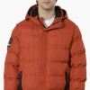 Super Triple Goose Knit Collar Bubble Bomber Jacket - Red