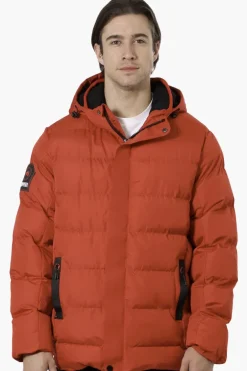 Super Triple Goose Knit Collar Bubble Bomber Jacket - Red
