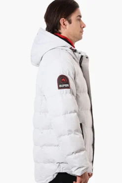 Super Triple Goose Knit Collar Bubble Bomber Jacket - White