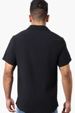 Super Triple Goose Vintage Button Up Linen Casual Shirt - Black
